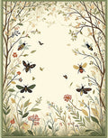 Nature Garden Bee Blossom Pattern Rug