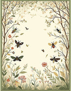 Nature Garden Bee Blossom Pattern Rug