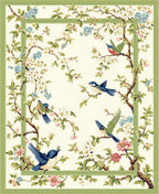 Charming Botanical Bird Branches Design Rug