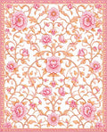 Pink Floral Vine Intricate Pattern Rug