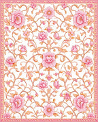 Pink Floral Vine Intricate Pattern Rug