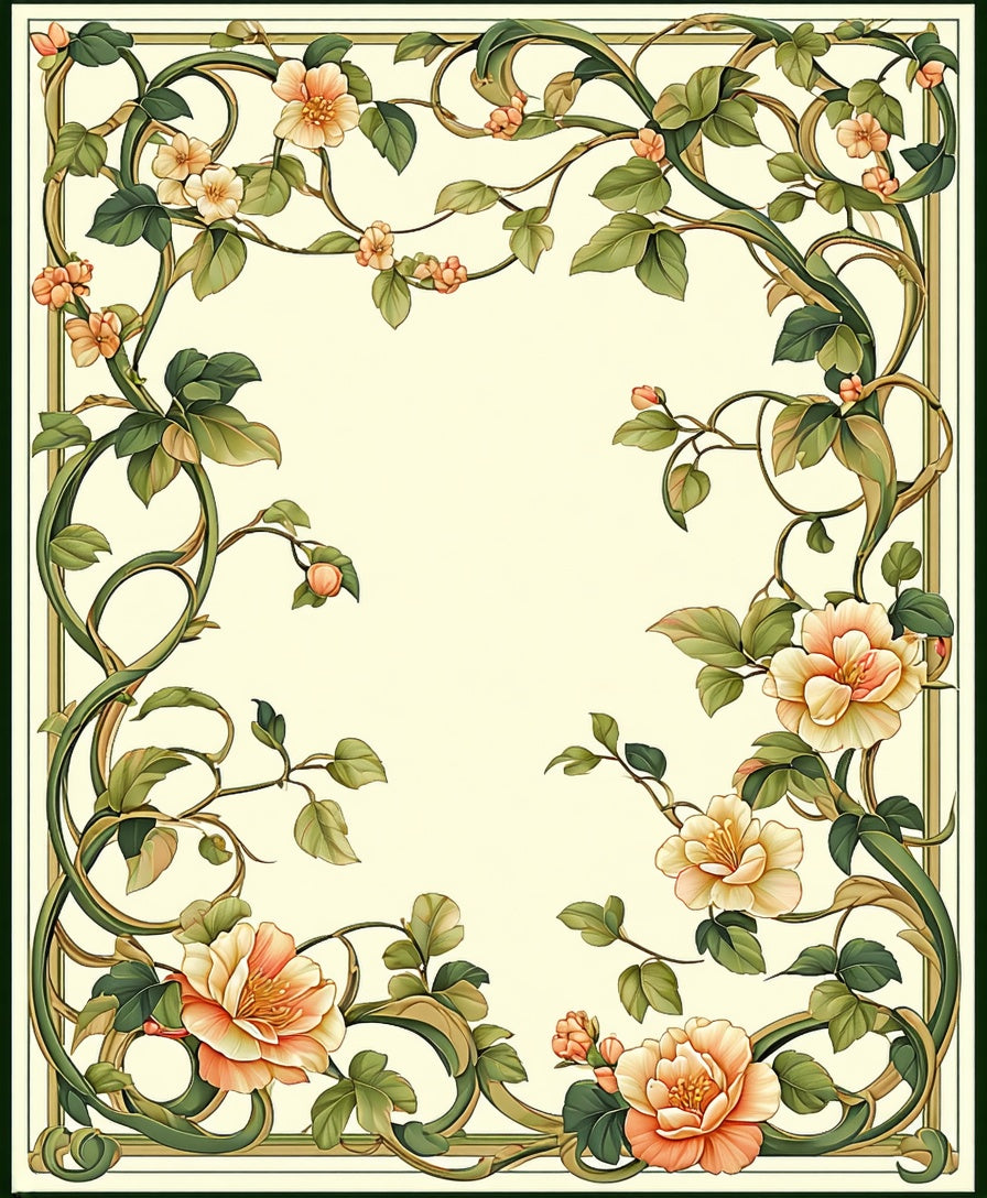 Art Nouveau Floral Vine Pattern Rug