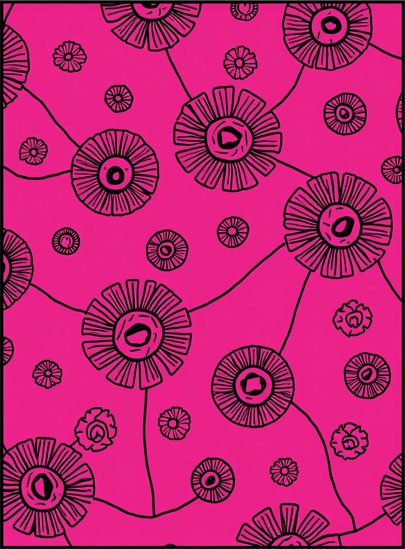Bold Floral Outline Pattern Rug