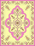 Ornate Pink Yellow Floral Medallion Rug