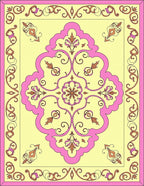 Ornate Pink Yellow Floral Medallion Rug