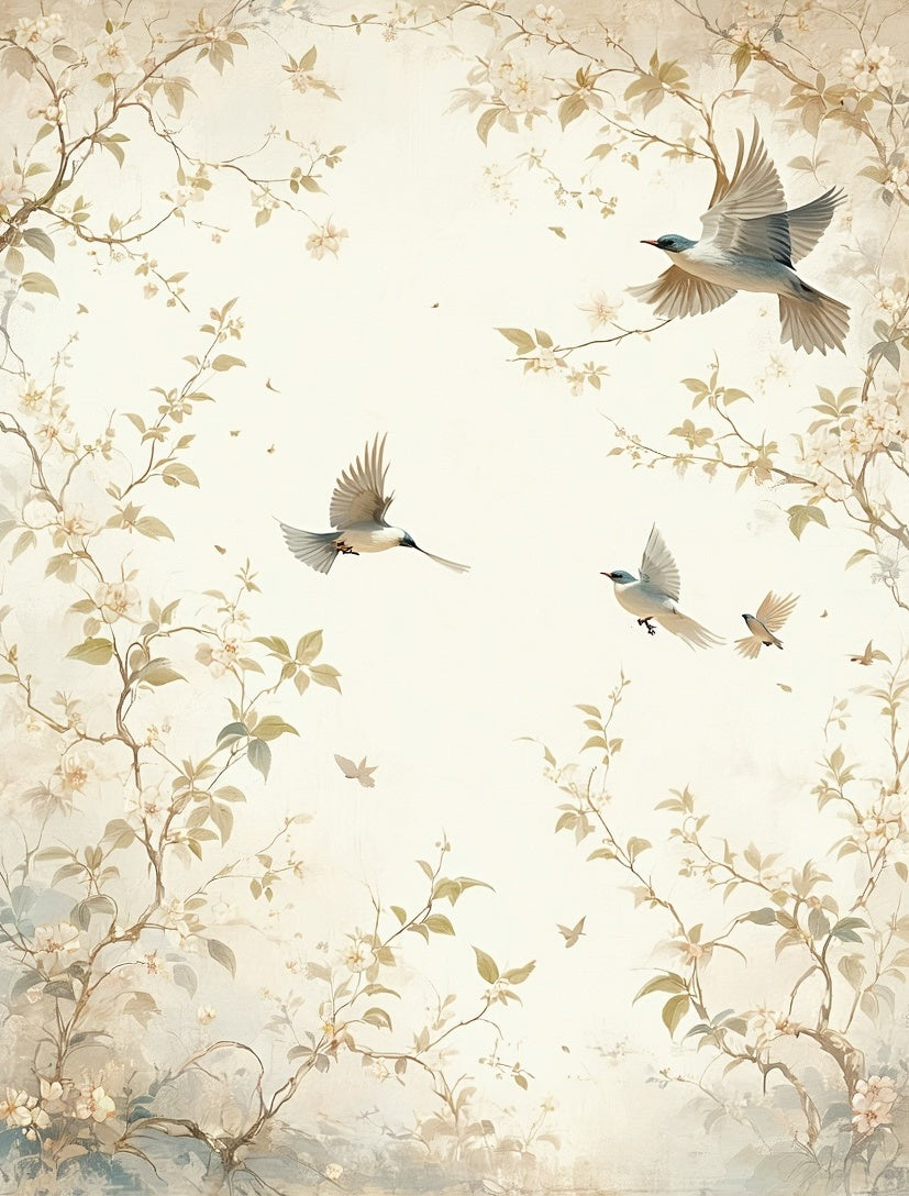 Birds and Blossoms Delicate Garden Rug