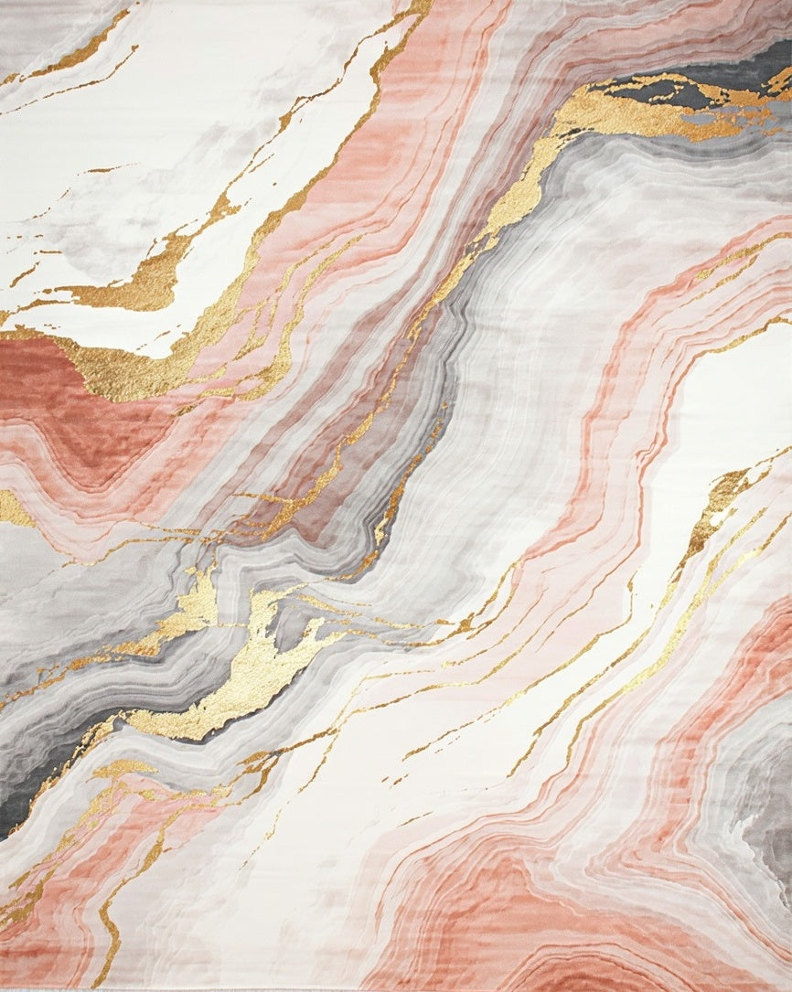 Abstract Agate Gold Swirl Rug