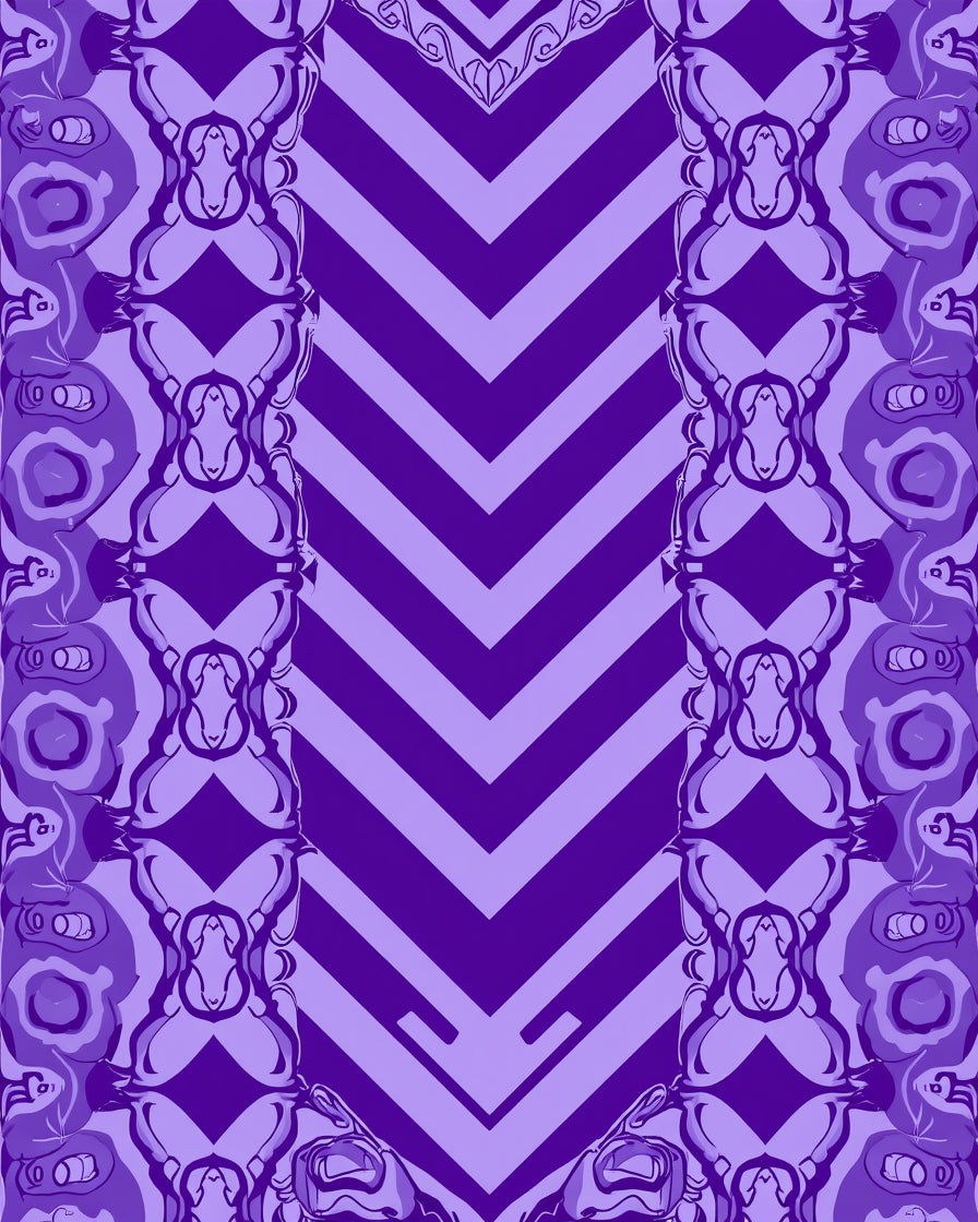 Ornate Purple Psychedelic Zigzag Design Rug