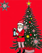 Christmas Santa And Tree Ornament Rug