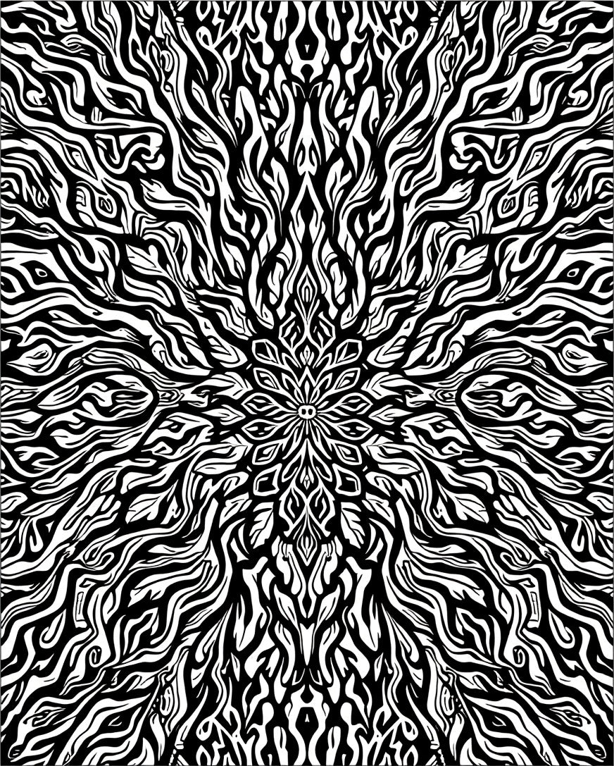 Abstract Black White Stripe Mandala Rug