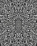 Abstract Black White Stripe Mandala Rug