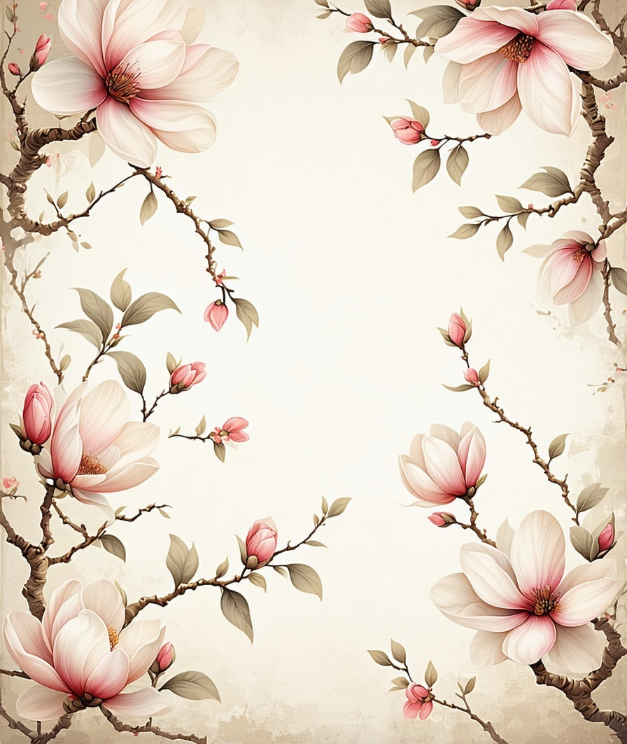Soft Pink Blossom Branch Art Rug