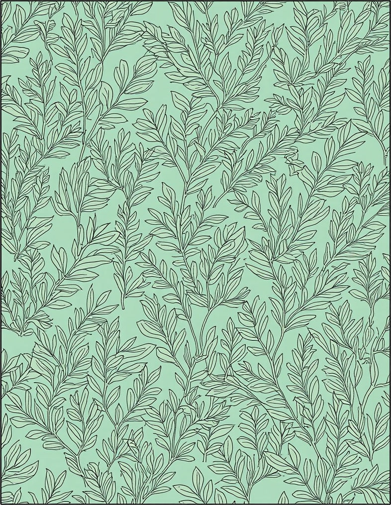 Enchanting Vine Patterned Green Rug