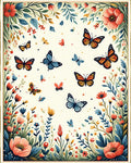 Whimsical Butterflies Floral Garden Rug