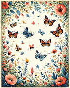 Whimsical Butterflies Floral Garden Rug