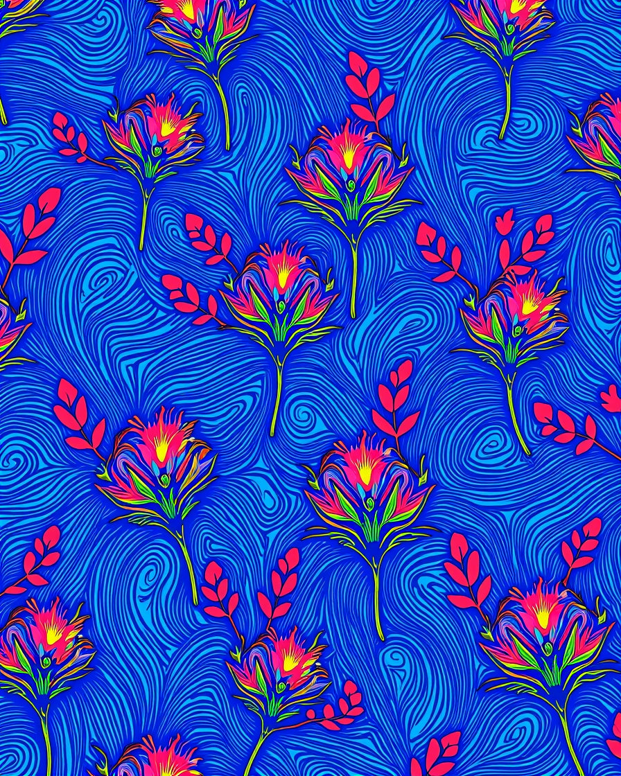 Vibrant Floral Swirl Pattern Rug