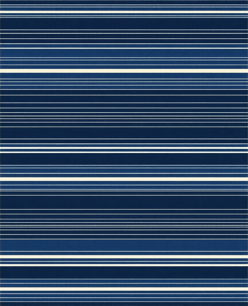 Classic Navy White Stripe Pattern Rug