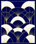 Navy Gold Art Deco Fan Rug