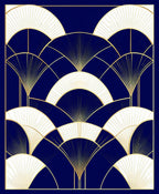 Navy Gold Art Deco Fan Rug
