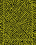Bold Yellow Black Abstract Pattern Rug