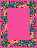 Vibrant Pink Foliage Flower Vine Rug