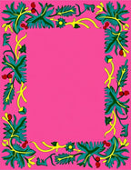 Vibrant Pink Foliage Flower Vine Rug