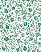 Whimsical Green Botanical Florals Rug