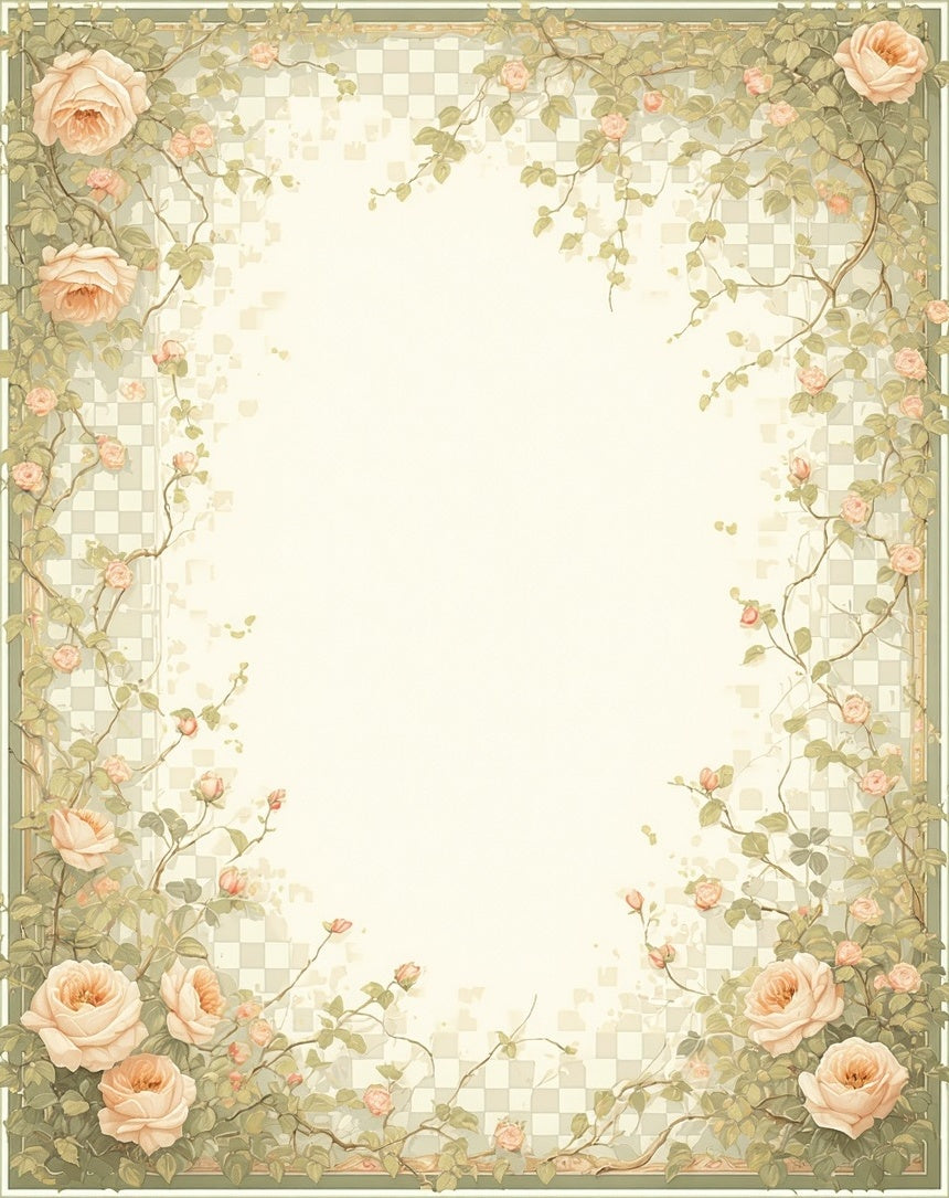 Vintage Rose Vine Border Rug