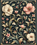 Vintage Floral Scrollwork Patterned Rug