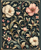 Vintage Floral Scrollwork Patterned Rug