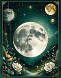 Celestial Moon Floral Art Nouveau Rug