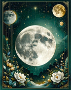 Celestial Moon Floral Art Nouveau Rug