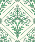 Green Botanical Diamond Pattern Rug
