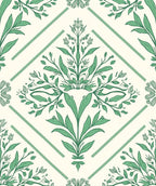 Green Botanical Diamond Pattern Rug