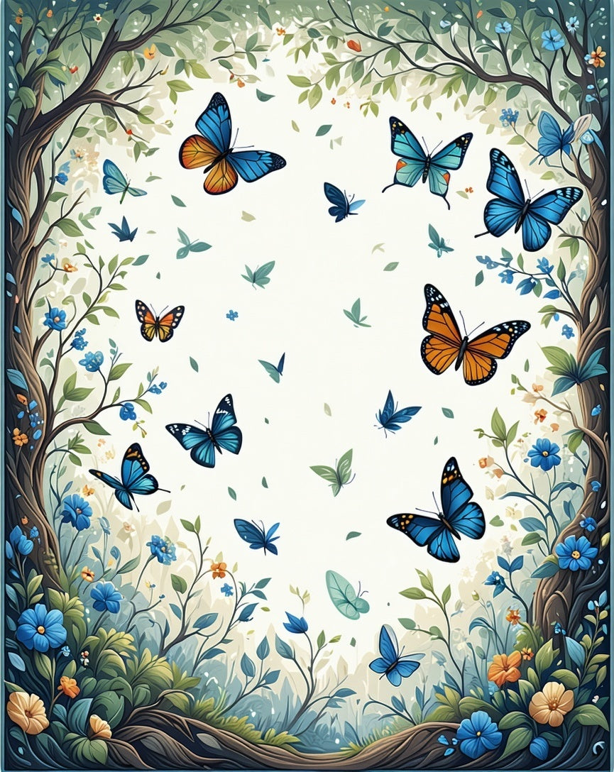 Whimsical Butterfly Forest Pattern Rug