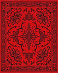 Bold Red Floral Medallion Border Rug