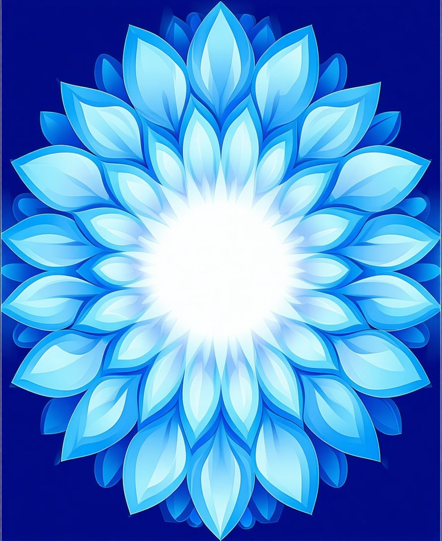 Radiant Blue Petal Mandala Design Rug