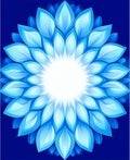 Radiant Blue Petal Mandala Design Rug