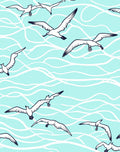 Seagulls Flying Over Wavy Aqua Surface Rug
