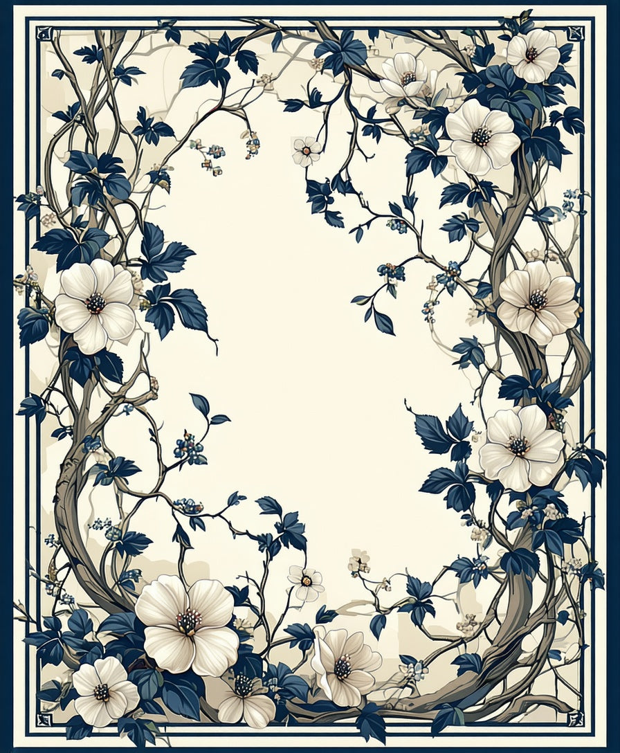 Art Nouveau Floral Vine Design Rug