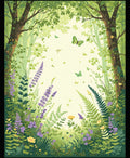 Whimsical Forest Butterflies Wildflowers Rug