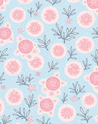 Pink Floral Botanical Pattern Rug
