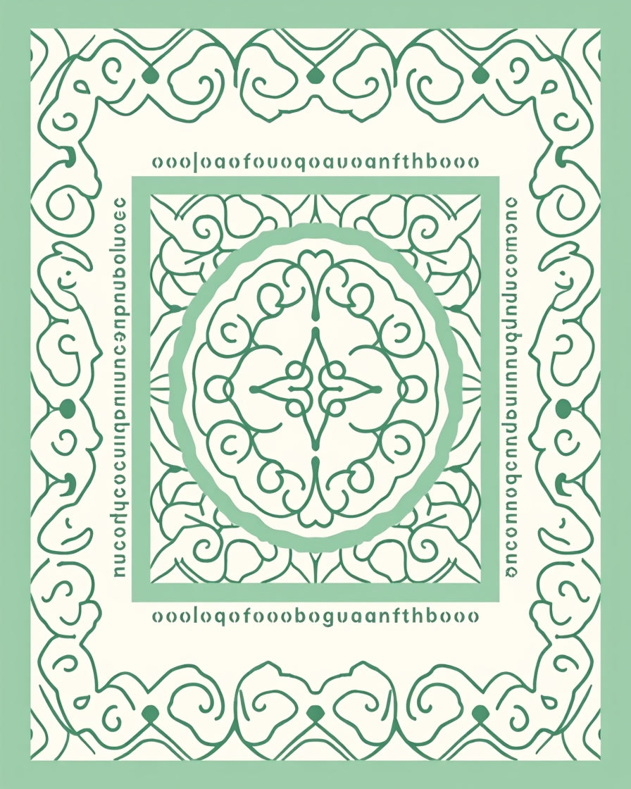 Mint Green Floral Medallion Symmetry Rug