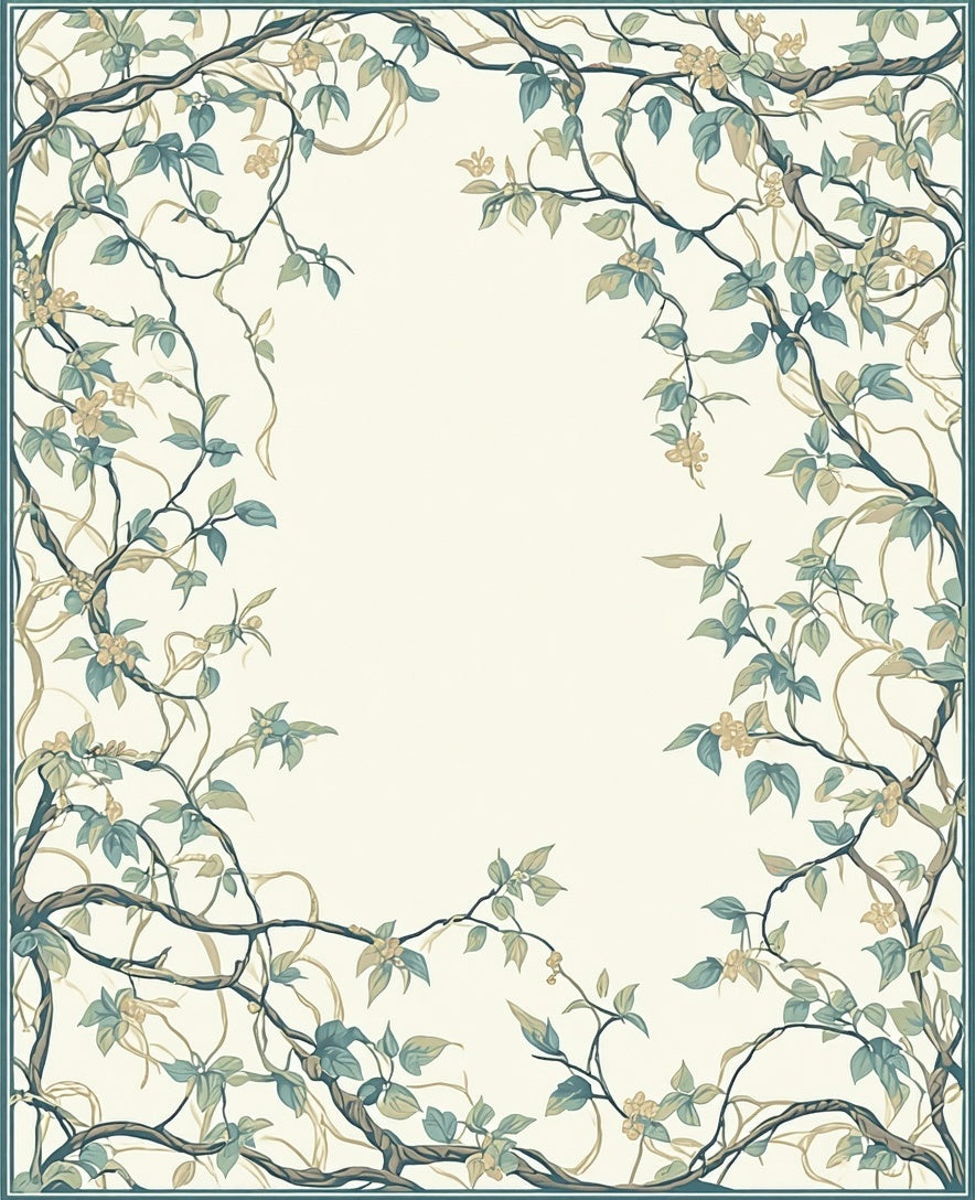 Vine And Blossom Patterned Area Rug