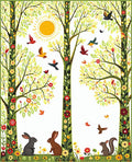 Spring Meadow Whimsical Forest Scene Rug