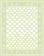Elegant Green Lattice Pattern Border Rug