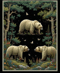 Forest Bears And Flowering Woods Design Rug
