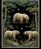 Forest Bears And Flowering Woods Design Rug