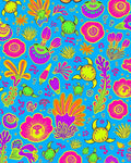 Vivid Aqua Flora Turtle Pattern Rug