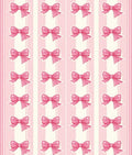 Pink Bow Pattern With Stripes Rug